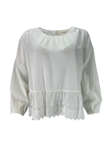 THE GREAT Women's White The Honey Shirt Cotton Lace Top NWT