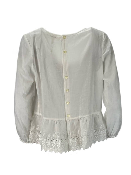THE GREAT Women's White The Honey Shirt Cotton Lace Top NWT