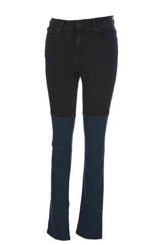 SURFACE TO AIR Women's Black + Blue Horizontal Super Skinny Jeans $245 NEW