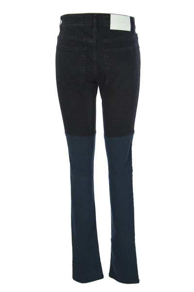 SURFACE TO AIR Women's Black + Blue Horizontal Super Skinny Jeans $245 NEW