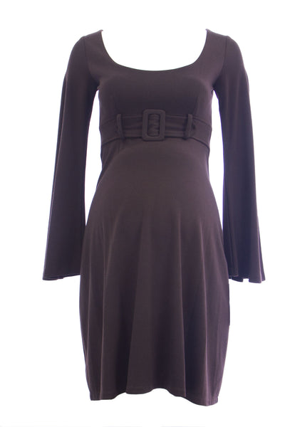 OLIAN Maternity Women's Buckle Accent Bell Sleeve A-Line Dress $135 NWT