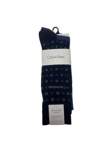 Calvin Klein Men's 3 Pair Blue Mid Calf Mercerized Cotton Socks Sz 7-12 NWT