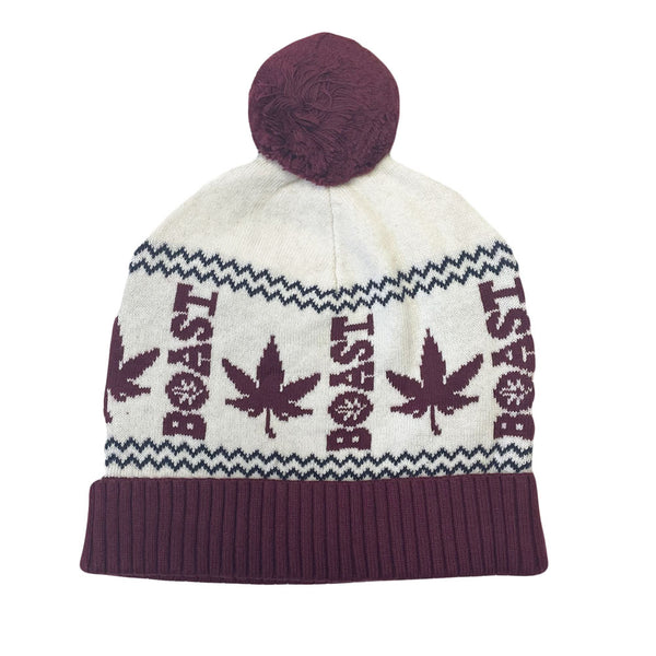 Boast White/Burgundy Intarsia Fairi Beanie O/S $50 NEW