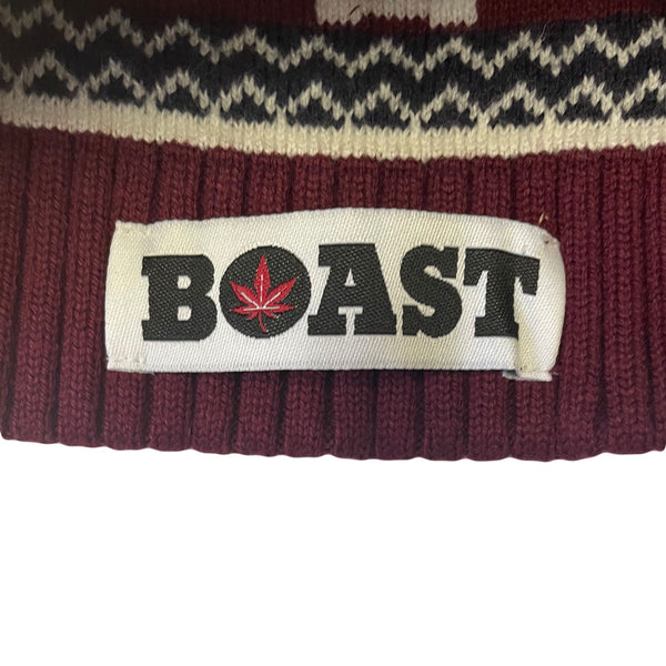 Boast White/Burgundy Intarsia Fairi Beanie O/S $50 NEW
