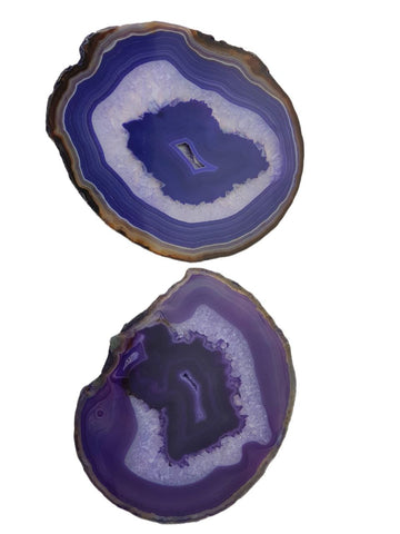 RABLABS Eggplant Agate Natural Stone Coasters #IS003 Approx. L 6.6" x W 5" NWB