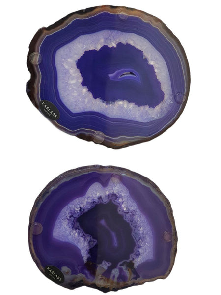 RABLABS Eggplant Agate Natural Stone Coasters #IS003 Approx. L 6.6" x W 5" NWB