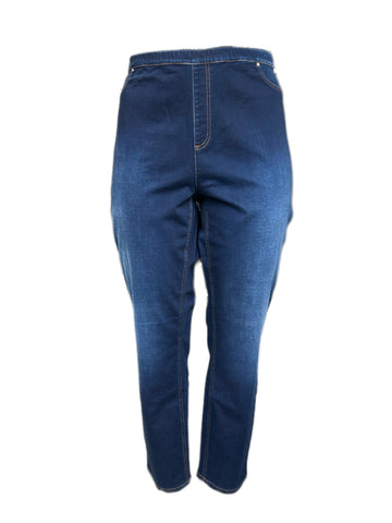 Marina Rinaldi Women's Blue Ibisco Straight Denim Pants Size 22W/31 NWT