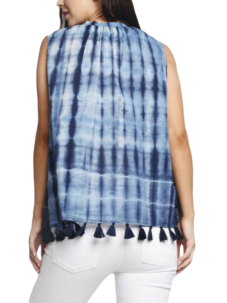 ROBERTA ROLLER RABBIT Women's Indigo Idryss Dye Malini Top Sz XS $115 NEW