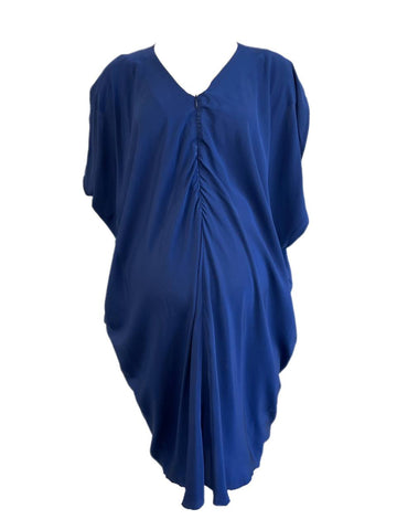 KINWOLFE Women's Indigo Blue Maternity Nursary Silk Dress Size M NWOT