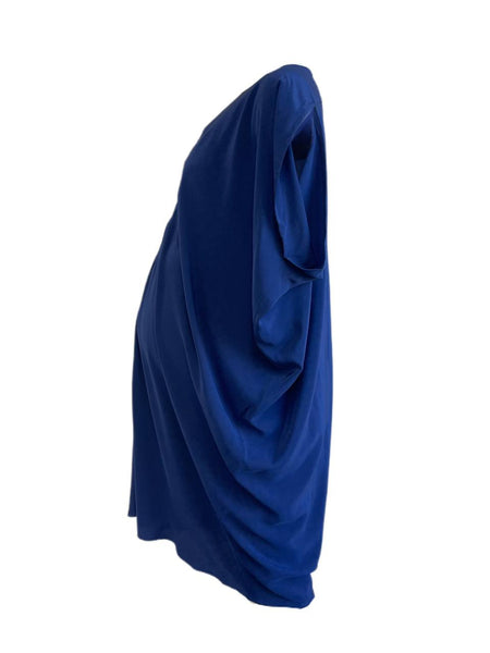 KINWOLFE Women's Indigo Blue Maternity Nursary Silk Dress Size M NWOT