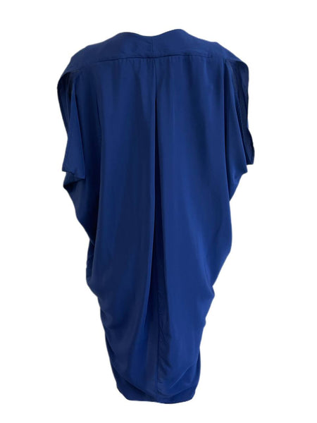 KINWOLFE Women's Indigo Blue Maternity Nursary Silk Dress Size M NWOT