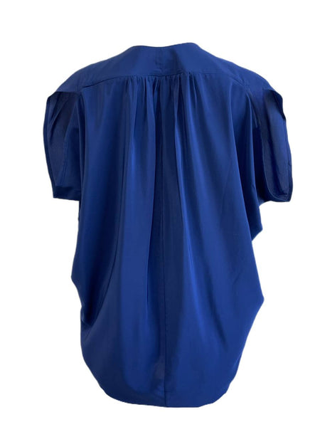 KINWOLFE Women's Indigo Blue Maternity Nursary Silk Top NWOT