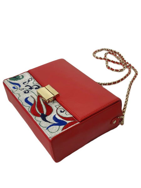 POPINJAY Women's Red Iznik Box Clutch #Popin3 7'x5' One Size NWT