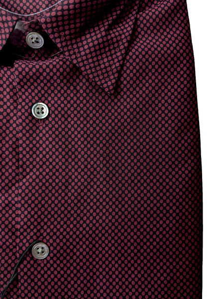 John Varvatos Cranberry Silk Blend Long Sleeve Button Down Shirt $248 NWT