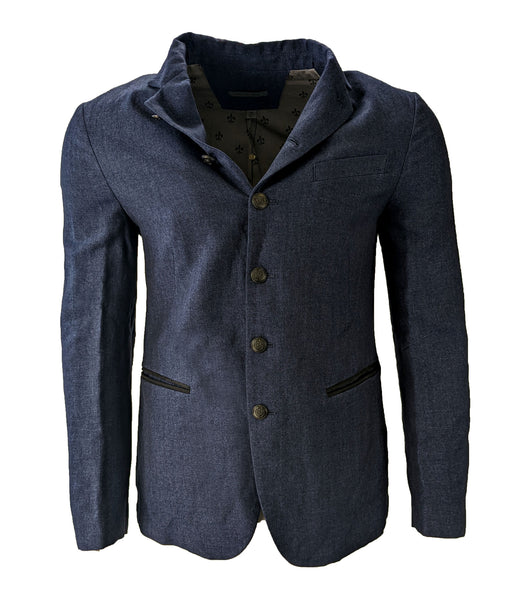 John Varvatos Men's Oiled Blue Convertible Lapel Blazer Size 48 $1298 NWT