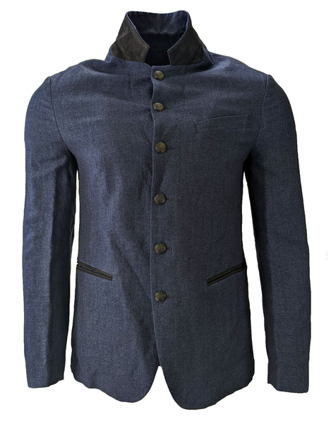 John Varvatos Men's Oiled Blue Convertible Lapel Blazer Size 48 $1298 NWT