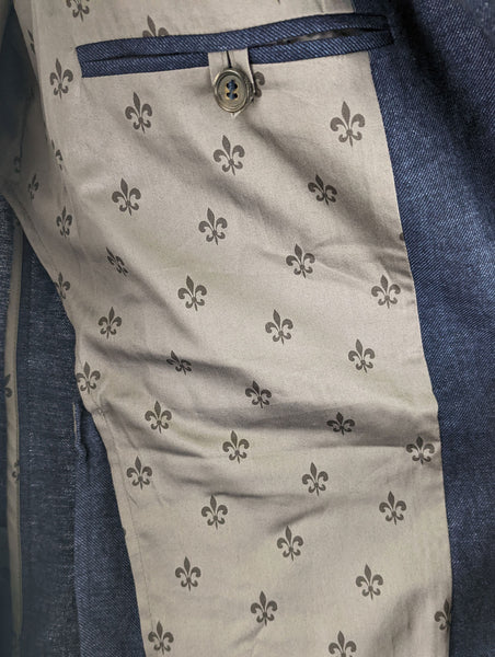 John Varvatos Men's Oiled Blue Convertible Lapel Blazer Size 48 $1298 NWT