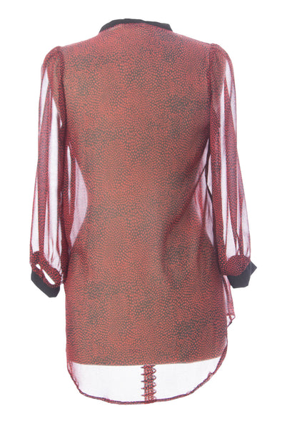 JULES & JIM Maternity Women's Red/Black Tie Front Button-Up Blouse H14242 M $109