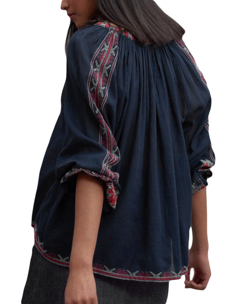 ROBERTA ROLLER RABBIT Women's Navy Blue Jamma Top $135 NEW