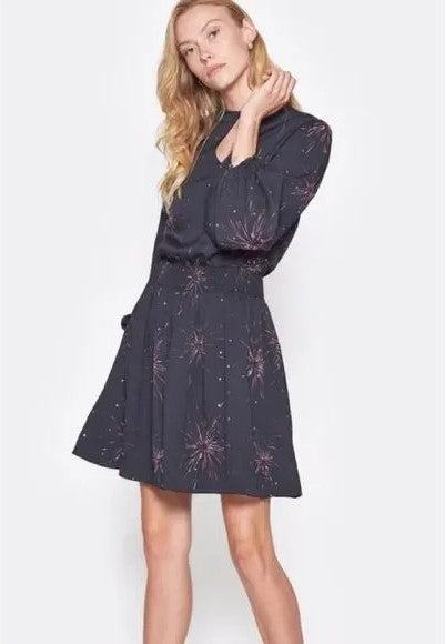 JOIE Fireworks Ramla Keyhole Dress in Caviar Black Size Small $348 NWT