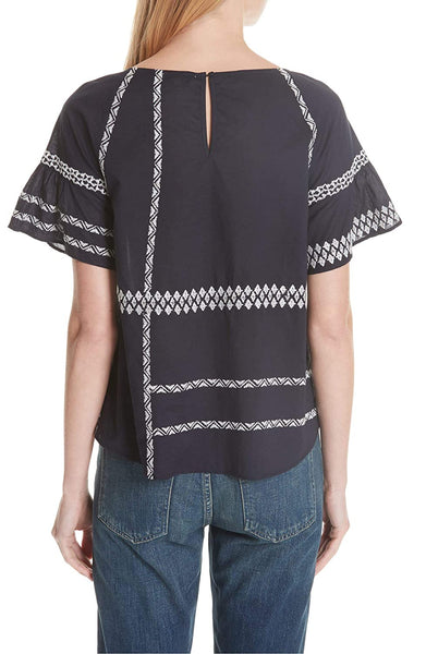 JOIE Women's Midnight Embroidered Cotton Blouse 003052 $198 NWT