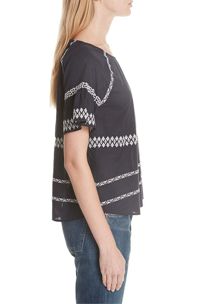 JOIE Women's Midnight Embroidered Cotton Blouse 003052 $198 NWT