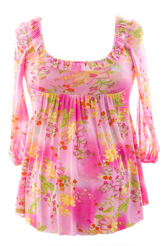 OLIAN Women's Pink Multi Floral Print Babydoll Maternity Top Sz XS $105 NWT