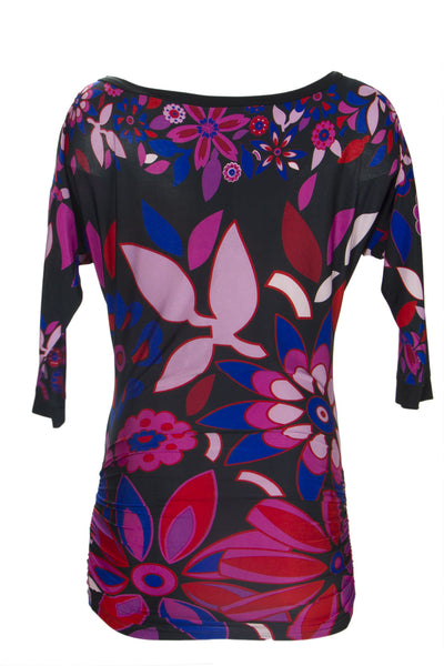 OLIAN Maternity Women's Black Floral Print Dolman Sleeve Boat Neck Top S $98 NWT