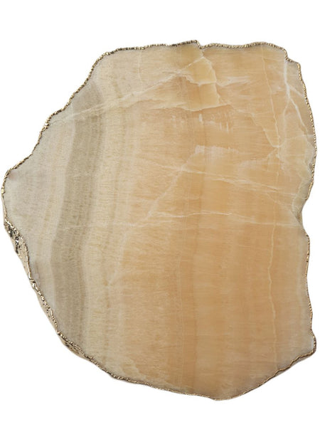 RABLABS Tangerine Calcite With Gold Natural Stone Platter #KI018 NWB