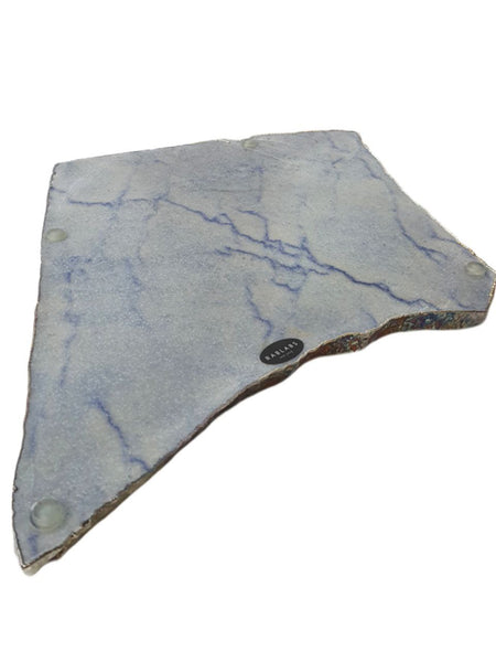 RABLABS Blue Cobalt Silver Natural Stone Platter #KI024 NWB