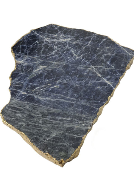 RABLABS Indigo Cobalt With Gold Natural Stone Platter #KI029 NWB
