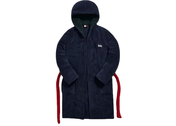 KITH Men's Navy/Red/Green Plush Lounge Serif Robe KH1199 Sz Medium NWT