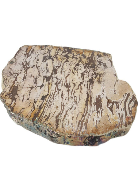 RABLABS Zebra Jasper Silver Natural Stone Platter #KM019 NWOB