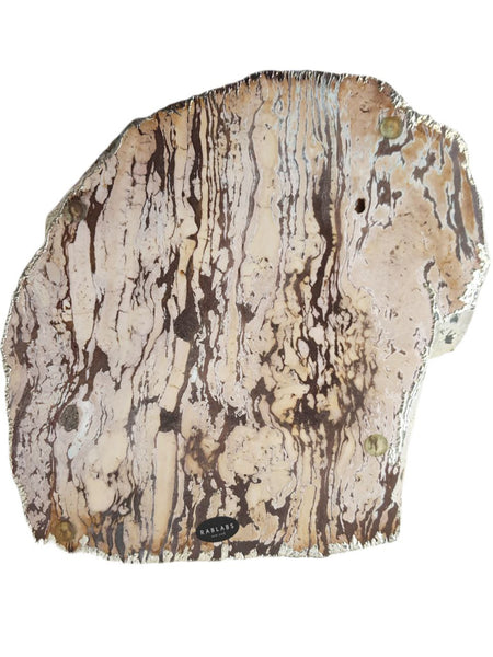 RABLABS Zebra Jasper Silver Natural Stone Platter #KM019 NWOB