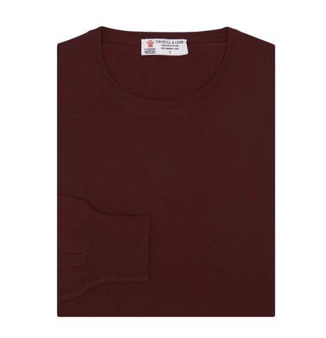 Turnbull & Asser Knit Crewneck Jumper Sweater, Small Deep Red