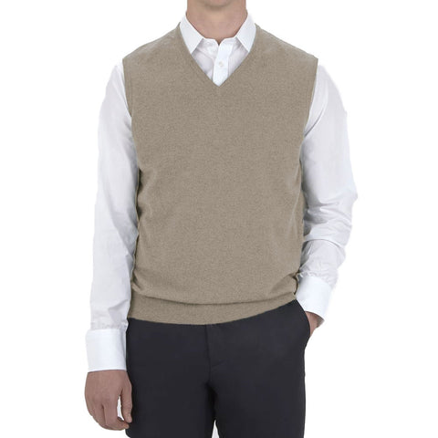 Turnbull and Asser Men's Slipover Sweater Vest, Large Natural
