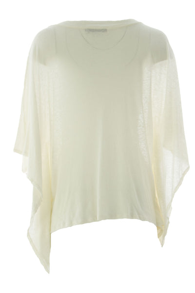 VELVET by Graham & Spencer Womens White Knit Beaded V-Neck Poncho Top S $149 NEW