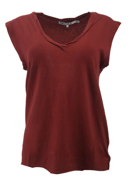 PAM & GELA Women's Red Brick Kate I'M Not Sorry Tee #G835 Petite X-Small NWT