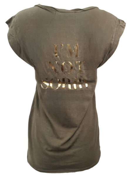 PAM & GELA Women's Green Private Kate I'M Not Sorry Tee #G835 Petite X-Small NWT