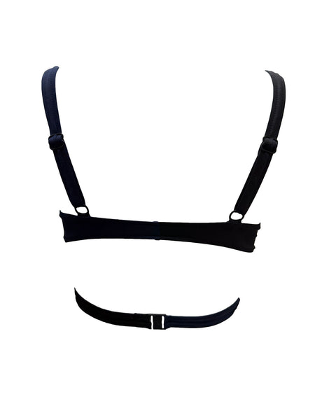 ONIA X KITH Women's Black/Navy Kayla Criss Cross Swimsuit Top NWT