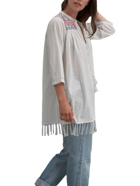 ROBERTA ROLLER RABBIT Women's White Keki Serafina Tunic $145 NEW