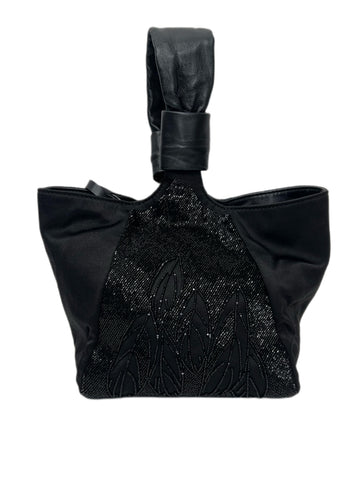 Max Mara Women's Black Ketty Beaded Satin Handbag One Size NWT
