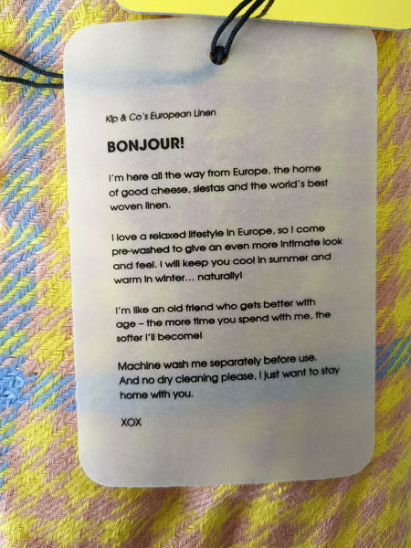 Kip&Co Hounding Lemon RV Cashmere Rose Linen Quilt Duvet Cover  Twin Size NWT