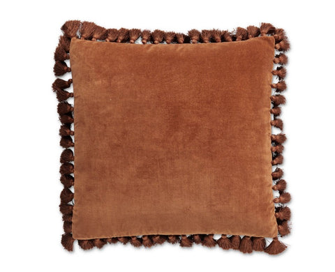 Kip&Co 20 Inch Cinnamon Velvet Tassel Cushion Cover