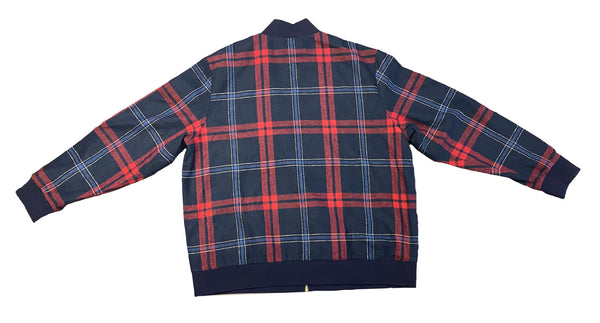 KITH Men's Red/Navy Plaid Roger Track Zip Up Jacket NWOT