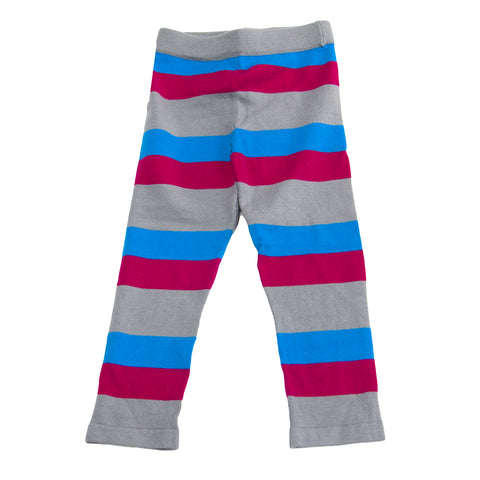 APPAMAN Little Girls' Grey/Pink/Blue Striped Knit Leggings $38 NWT