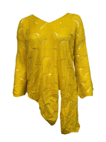 SHEIN Women's Plus Yellow Knit Asymmetric Sweater Size 2XL NWOT