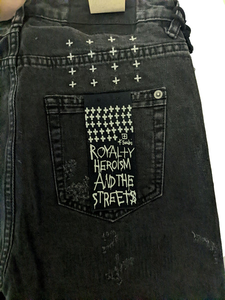 Ksubi Men's Black Crow Trashed Axel Shorts $185 NWT