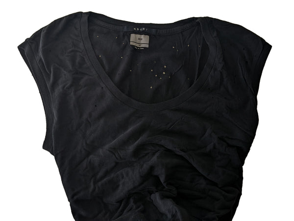 Ksubi Women's Black Distressed Cold Shoulder Dress Size X-Small $220 NWT