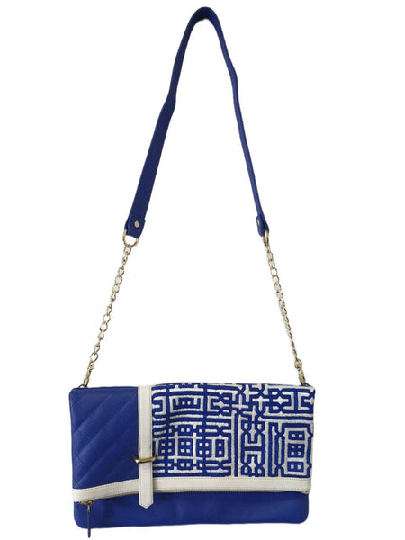 POPINJAY Women's Blue Kubic Large Clutch #PY203 13'x8' One Size NWT